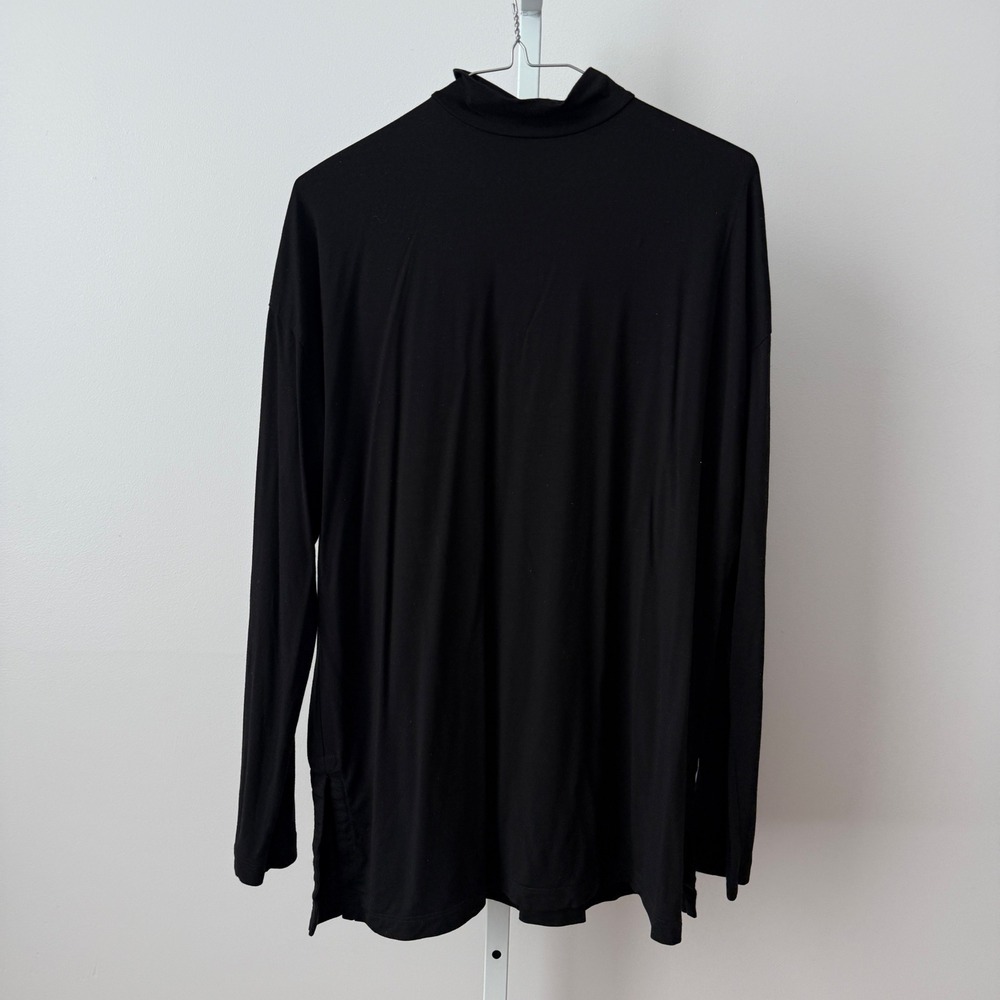 ROUCHA‎ sz M/B Black Stretchy Mock Neck Long Sleeve Tunic Top Minimalist